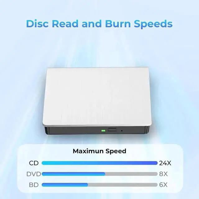 Alt view image 4 of 7 - External Blu Ray Drive, Support 50G Disc Read/Write Bluray Drive, Portable 3D Blu Ray Burner with USB 3.0 & Type-C, External CD DVD Drive for Windows XP/7/8/10/11 MacOS for Laptop, Desktop, Mac
