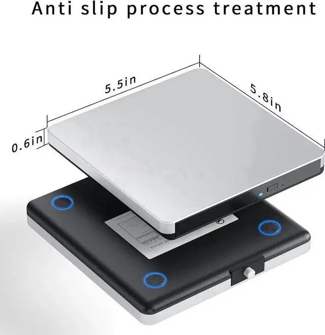 Alt view image 7 of 7 - External Blu-ray Drive, BD Player with Read/Write Capability Portable Blu-ray CD/DVD Drive Burner with USB 3.0 and Type-C DVD Burner 3D Blu-ray Drives Compatible with Windows and Mac OS PC Laptops