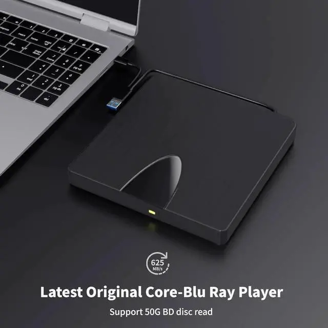 Alt view image 3 of 7 - JAENFONG External Blu Ray Drive, USB 3.0 and Type-C Blu Ray Burner Portable Blu Ray DVD/CD/BD Player, 3D Optical Bluray Drive Compatible with Windows XP/7/8/10/11 MacOS for Mac-Book Laptop Desktop PC