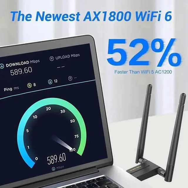 Alt view image 2 of 7 - WiFi 6 USB Adapter for PC, Wireless USB WiFi Adapter for Desktop Laptop Computer, USB 3.0 WiFi Dongle High Gain Dual Band 2.4G/5GHz, AX1800Mbps MU-MiMO Wireless Network Adapter for Windows 10/11