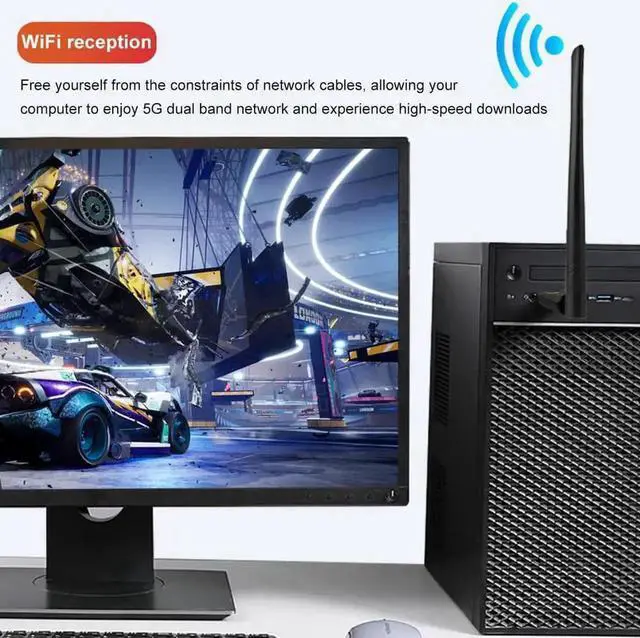 Alt view image 7 of 7 - USB WiFi Wireless Adapter for PC 650Mbps, USB WiFi Dongle 802.11 ac Network Adapter with Dual Band 2.4GHz/200Mbps 5GHz/433Mbps 5dBi High Gain Antenna for Desktop Laptop Windows Vista/XP/Win7/8/10/11