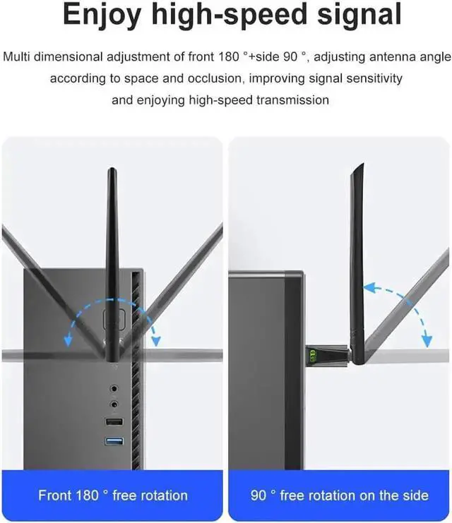 Alt view image 6 of 7 - USB WiFi Wireless Adapter for PC 650Mbps, USB WiFi Dongle 802.11 ac Network Adapter with Dual Band 2.4GHz/200Mbps 5GHz/433Mbps 5dBi High Gain Antenna for Desktop Laptop Windows Vista/XP/Win7/8/10/11