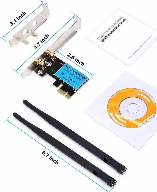 Alt view image 6 of 7 - Wireless Adapter PCI-E Network Card Dual-Band 2.4G/5.8G Desktop Computer Built-in Wifi Adapter AC1200M,PCI-E Wifi Card with 1200Mbps Transmission Rate Network Card for Windows 10/Windows 8/Windows 7Th