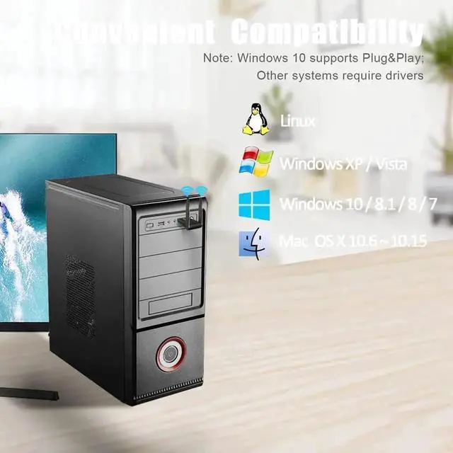 Alt view image 7 of 7 - JAENFONGUSB WiFi Adapter 1300Mbps, Dual 5dBi High Gain Antenna Wireless Adapter for PC Desktop Laptop 2.4Ghz/5Ghz WiFi dongle Features 802.11ac Compatible with Windows 10/7/8/8.1/XP/Vista Mac OS Linux