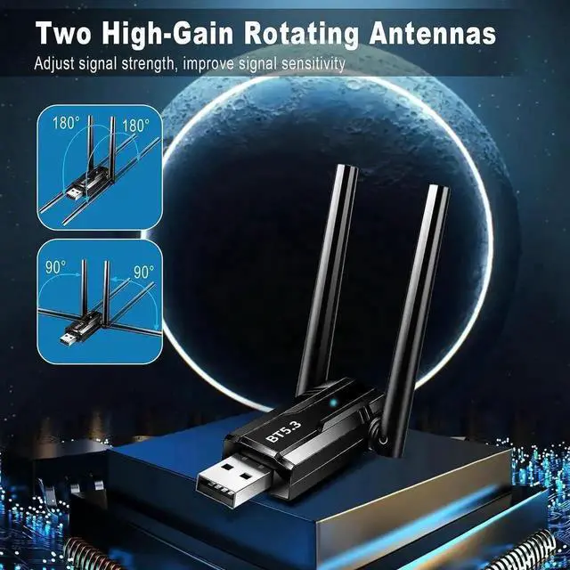 Alt view image 6 of 7 - USB Bluetooth 5.3 Adapter for PC, Long Range Bluetooth Dongle 492FT/150M Wireless Transfer Transmitter Receive, USB Bluetooth Adapter Plug & Play for Desktop Laptop PC with Windows 11/10/8.1/7