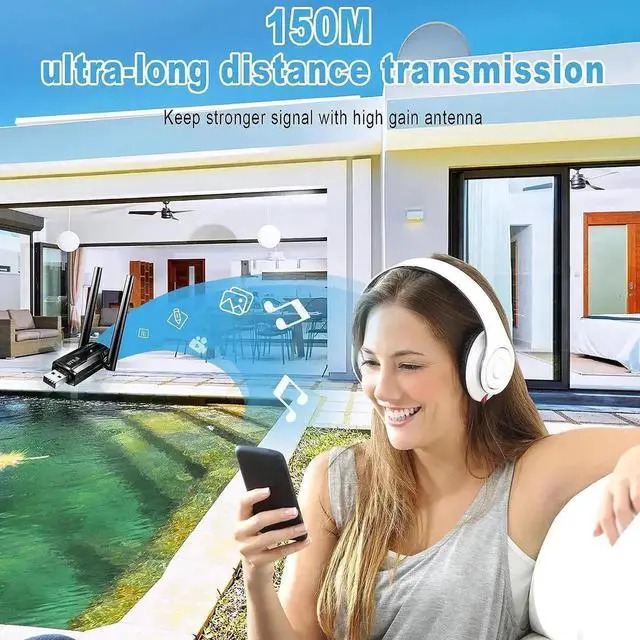 Alt view image 4 of 7 - USB Bluetooth 5.3 Adapter for PC, Long Range Bluetooth Dongle 492FT/150M Wireless Transfer Transmitter Receive, USB Bluetooth Adapter Plug & Play for Desktop Laptop PC with Windows 11/10/8.1/7