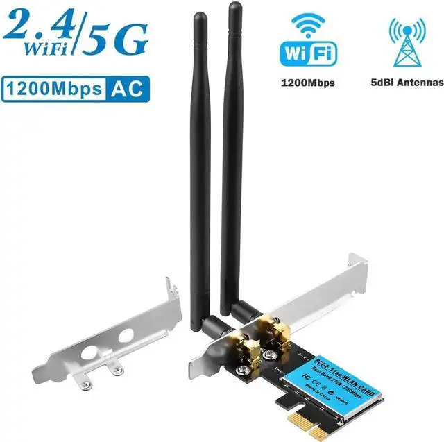 Main image of Wireless Adapter PCI Express Network Card, Dual-Band 2.4G/5.8G Desktop Computer Built-in WiFi Adapter AC1200M, PCI-E Wifi Card with 1200Mbps Transmission Rate for Windows 10/Windows 8/Windows 7