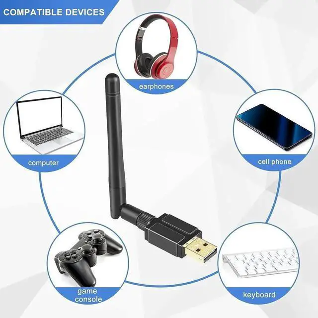 Alt view image 2 of 7 - Bluetooth Adapter for PC, USB Bluetooth 5.3 Adapter, Long Range 328FT/100M Bluetooth Dongle, Driver Free BT5.3 Adapter Compatible with Computer Windows 11/10/8.1, For Bluetooth Keyboard Mouse Printer