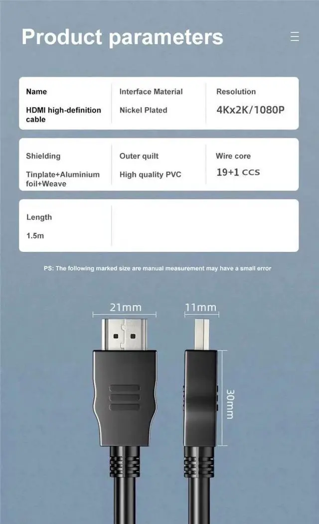 Alt view image 2 of 7 - JAENFONG 2-Pack 4K HDMI Cable(5ft), Set-top Box TV Data HDMI 2.0 Cable Version Ultra High Speed Certified 4K@60Hz Computer Video HDMI For Xiaomi PS5