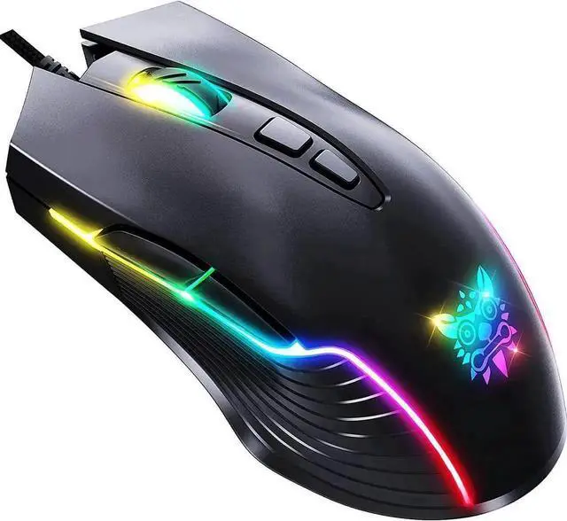 Main image of New Version USB Gaming Mouse Wired, LED RGB Backlit 6400 DPI Adjustable Gaming Mouse, Grip Ergonomic Optical PC Computer Gaming Mice, 7 Buttons Gaming Mice for Windows 7/8/10/XP Vista Linux(Black)