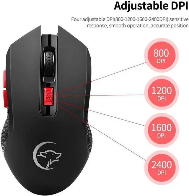 Alt view image 4 of 7 - JAENFONG YWYT G817 Wireless Mouse 2.4G Wireless Gaming Mouse 2400DPI 6 Buttons Optical Ergonomic Mouse with USB Receiver for PC Laptop