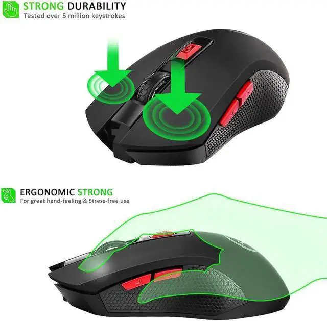 Alt view image 7 of 7 - JAENFONG YWYT G817 Wireless Mouse 2.4G Wireless Gaming Mouse 2400DPI 6 Buttons Optical Ergonomic Mouse with USB Receiver for PC Laptop