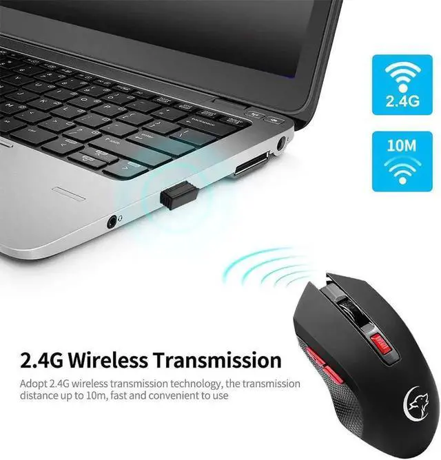 Alt view image 6 of 7 - JAENFONG YWYT G817 Wireless Mouse 2.4G Wireless Gaming Mouse 2400DPI 6 Buttons Optical Ergonomic Mouse with USB Receiver for PC Laptop