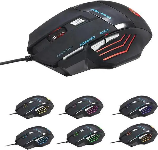 Alt view image 7 of 7 - JAENFONG Fantastic Alternating Light High Accuracy USB 2.0 7-Button Wired Game Mouse 5500 DPI High Accuracy Gaming Mouse