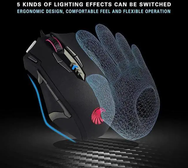 Alt view image 3 of 7 - JAENFONG Gaming Mouse with 14 Programmable Buttons, E-YOOSO 10000 DPI High Precision Laser, Ergonomic Optical RGB Gaming Mice - Weight Tuning Set for Windows PC Gaming
