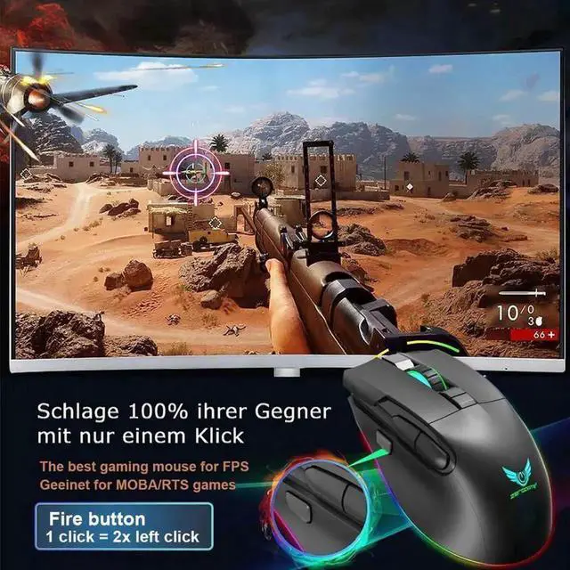 Alt view image 4 of 7 - 2.4G Wireless Gaming Mouse, RGB Rechargeable Gaming Mice with 3200 DPI Adjustable, 7 Buttons,Fast-Charging,10 millons buttons life Ergonomic Optical Mouse, Accessories for Office, Laptop, Mac (Black)