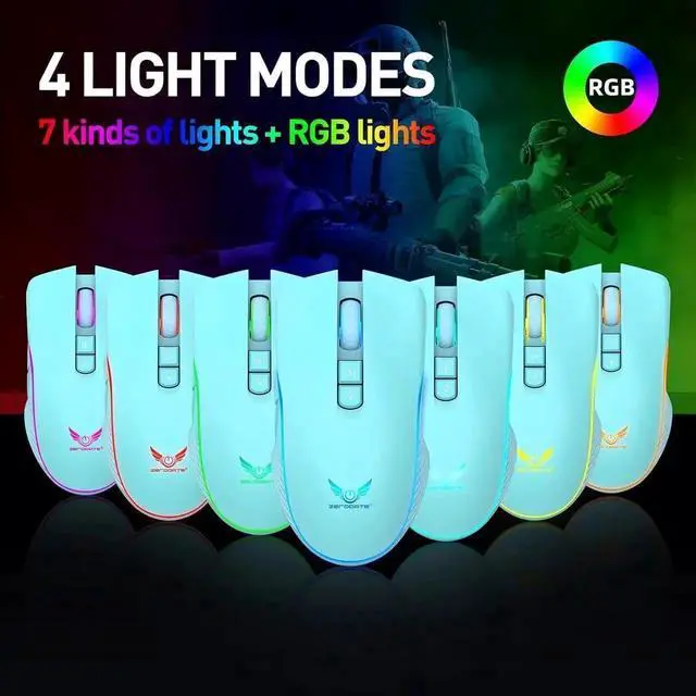 Alt view image 6 of 7 - JAENFONG Rechargeable Wireless Gaming Mouse, RGB LED Backlit Mouse with 4 Adjustable DPI, 7 Button, 2.4G USB Optical Gaming Ergonomic Computer Mice for Laptop PC Gamer Computer Desktop (Green)