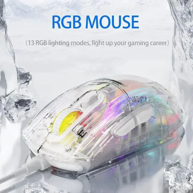 Alt view image 6 of 7 - USB Wired Gaming Mouse, PC Gaming Mice with Transparent Chroma 3D RGB Lighting, Max 1,2800 DPI High Precision, Multi-Button Ergonomic Design, Wired Computer Mice for Windows/Mac,PC,PS5, Laptopd
