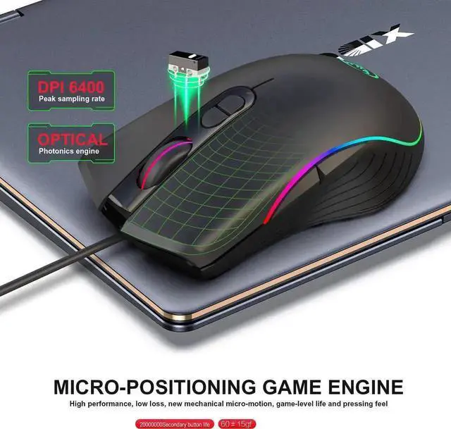 Alt view image 7 of 7 - JAENFONG Gaming Mouse Wired, 7 Programmable Buttons, Chroma RGB Backlit, 6400 DPI Adjustable, Comfortable Grip Ergonomic Optical PC Computer Gaming Mice with Fire Button