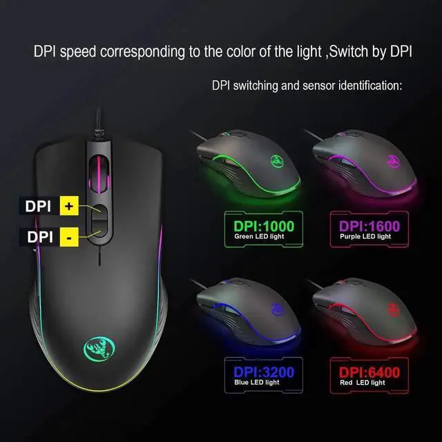 Alt view image 3 of 7 - JAENFONG Gaming Mouse Wired, 7 Programmable Buttons, Chroma RGB Backlit, 6400 DPI Adjustable, Comfortable Grip Ergonomic Optical PC Computer Gaming Mice with Fire Button
