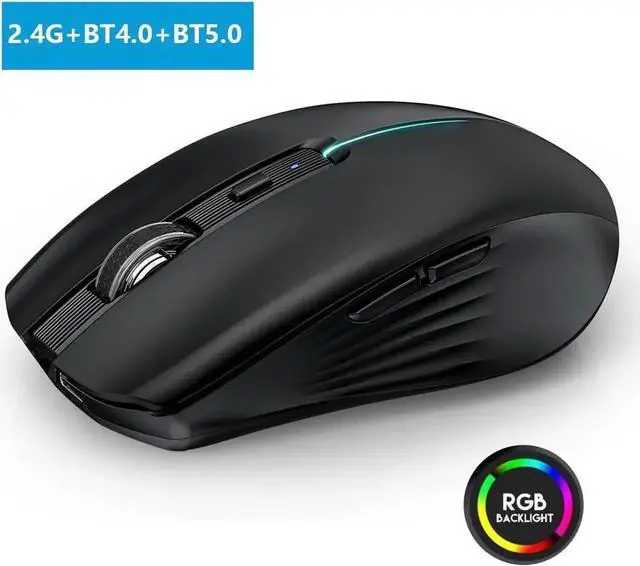 Main image of Gaming Mice, Bluetooth Wireless Mouse - (BT4.0/BT5.0+2.4G) Tri-Mode High Performance Wireless Mouse, Rechargeable, Quiet Click ,3 Adjustable DPI, Multi-Device Compatibility for Laptop, Computer