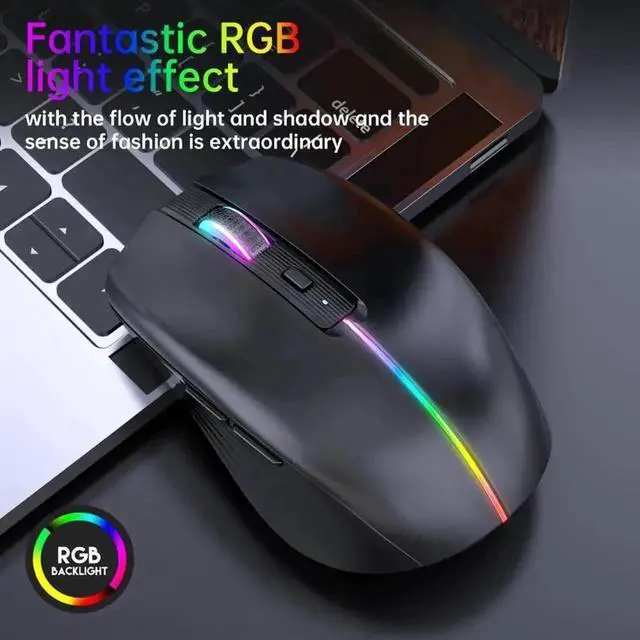 Alt view image 5 of 7 - Gaming Mice, Bluetooth Wireless Mouse - (BT4.0/BT5.0+2.4G) Tri-Mode High Performance Wireless Mouse, Rechargeable, Quiet Click ,3 Adjustable DPI, Multi-Device Compatibility for Laptop, Computer
