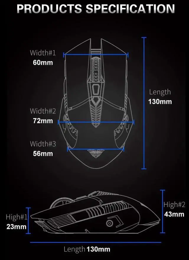 Alt view image 3 of 7 - JAENFONG Rechargeable Bluetooth Wireless Mouse with Side Button, 3 Modes (BT5.0, BT3.0 and 2.4G),7 Color LED Lights, Ergonomic Gaming Mice for PC Computer Laptop Mac Tablet(Black - Sound)