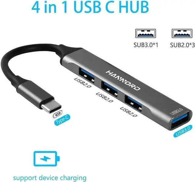 Main image of JAENFONG USB C Hub 4 in 1, Type C to USB 3.0 USB 2.0 with USBC to USB A Adapter, 4 Ports Mini USB Docking Station Compatible with MacBook,iPad Pro,Dell HP Laptop,Phones