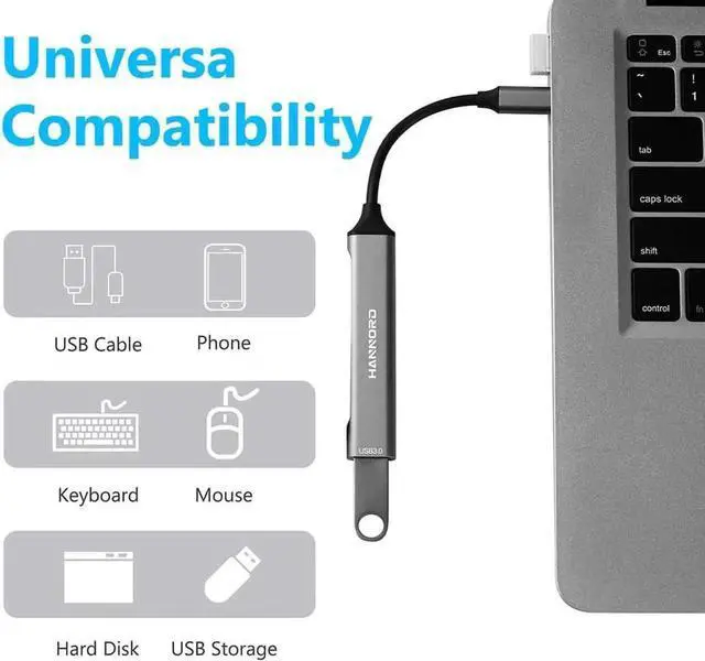 Alt view image 6 of 6 - JAENFONG USB C Hub 4 in 1, Type C to USB 3.0 USB 2.0 with USBC to USB A Adapter, 4 Ports Mini USB Docking Station Compatible with MacBook,iPad Pro,Dell HP Laptop,Phones