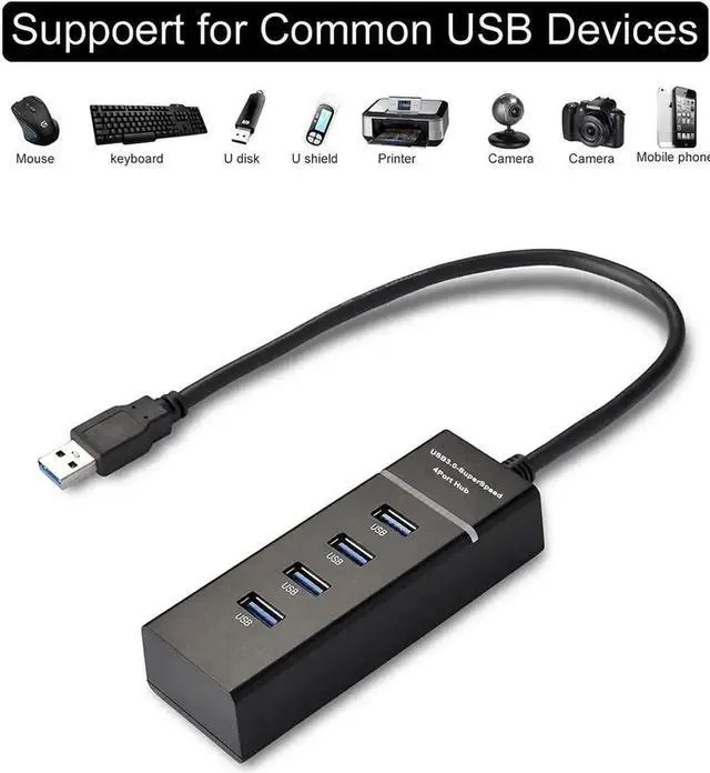 Alt view image 7 of 7 - JAENFONG USB HUB 3.0 Powered Ultra Slim 4 Ports Super Speed Mini Smart Charger Charging Port Compact External AC Power Adapter Mac Mini, PC, Laptops