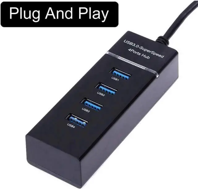 Alt view image 2 of 7 - JAENFONG USB HUB 3.0 Powered Ultra Slim 4 Ports Super Speed Mini Smart Charger Charging Port Compact External AC Power Adapter Mac Mini, PC, Laptops