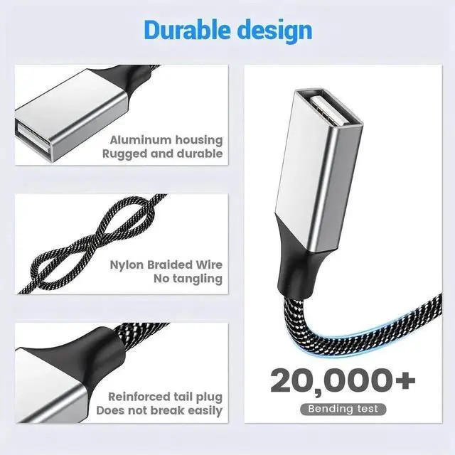 Alt view image 6 of 7 - JAENFONG USB Splitter USB 1 Male to 4 Female USB Hub Extension Cable, USB Splitter Adapter for Mac Macbook,Car,Xbox One Series X/S,Flash Drive,HDD,Laptop 0.8Feet