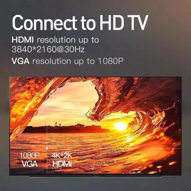 Alt view image 3 of 7 - JAENFONG USB C Hub, 9-in-1 USB C Hub Adapter, with 4K HDMI, USB-C 100W Power Delivery, Ethernet Port, 1080P VGA, 3 USB-A 3.0 5Gbps Data Port, microSD SD Card Reader for MacBook Air, MacBook Pro, XPS