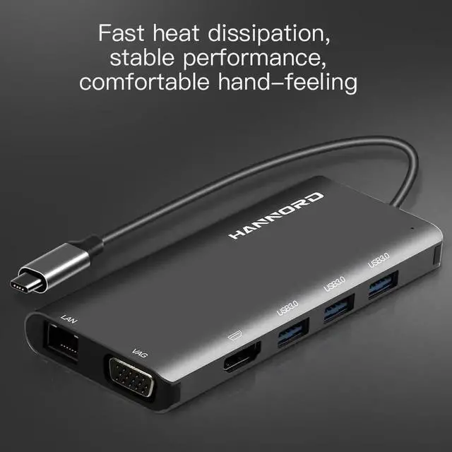 Alt view image 6 of 7 - JAENFONG USB C Hub, 9-in-1 USB C Hub Adapter, with 4K HDMI, USB-C 100W Power Delivery, Ethernet Port, 1080P VGA, 3 USB-A 3.0 5Gbps Data Port, microSD SD Card Reader for MacBook Air, MacBook Pro, XPS