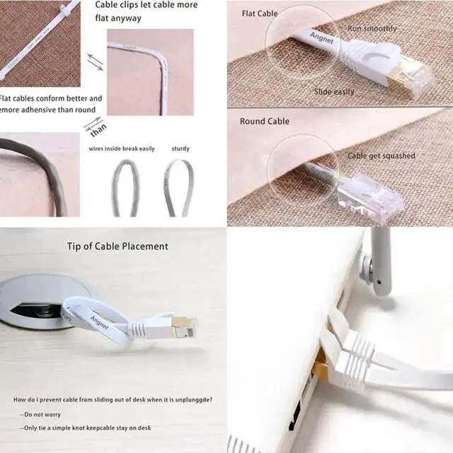 Alt view image 7 of 7 - JAENFONG Cat 7 Flat Ethernet Cable 10 Gigabit Computer Network Cord for Xbox PS4 Modem Router Networking Switch (White, 10M/33ft.)