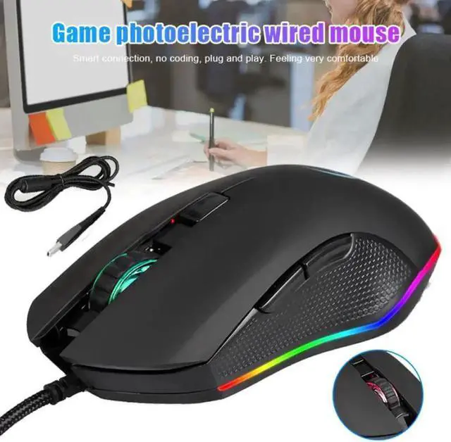 Alt view image 5 of 7 - JAENFONG Wired RGB Gaming Mouse 6 Programmable Buttons 3200 DPI Adjustable Optical Gaming Mouse Ergonomic Mouse