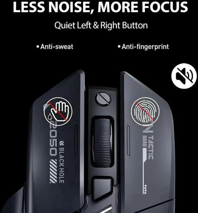 Alt view image 3 of 6 - JAENFONG Wireless Mouse for Laptop, 2.4G/Bluetooth 5.0 Wireless Mouse, Gaming Mouse, RGB Lighting, 2400 DPI, 6 Buttons, Visible Battery, Type-C Charging, Wireless Mouse for Windows, macOS Linux, iOS