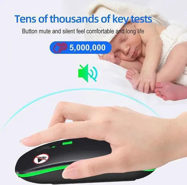 Alt view image 7 of 7 - JAENFONG Rechargeable Silent Wireless Mouse Ergonomic Gaming Mouse Bluetooth + 2.4g Dual Mode Wireless Mouse Computer Mouse Gamer Mice With Backlight For PC Laptop