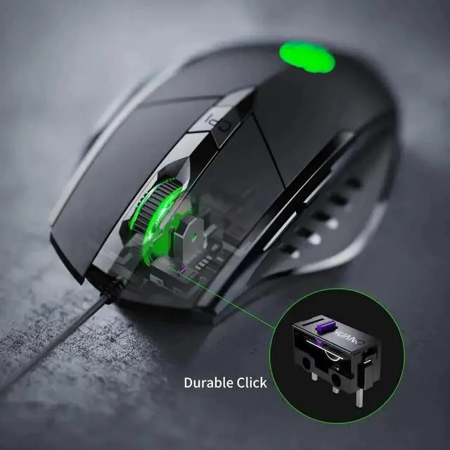 Alt view image 7 of 7 - JAENFONG USB Wired Mouse, Ergonomic Design, up to 3200 DPI Adjustable and 6 Buttons, Optimised USB Wired Optical Mouse, Gaming Mouse for PC Laptop Computer for Working and Gaming (Black