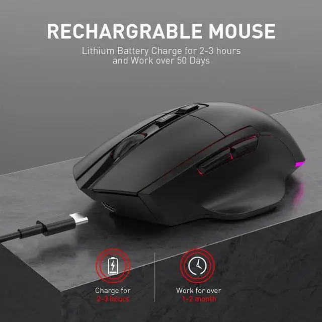 Alt view image 4 of 7 - JAENFONG 2.4G Wireless Bluetooth Mouse, Bluetooth RGB Rechargeable Gaming Mouse Wireless Computer Silent Mause LED Backlit 1600 DPI Ergonomic Gaming Mouse for Laptop PC