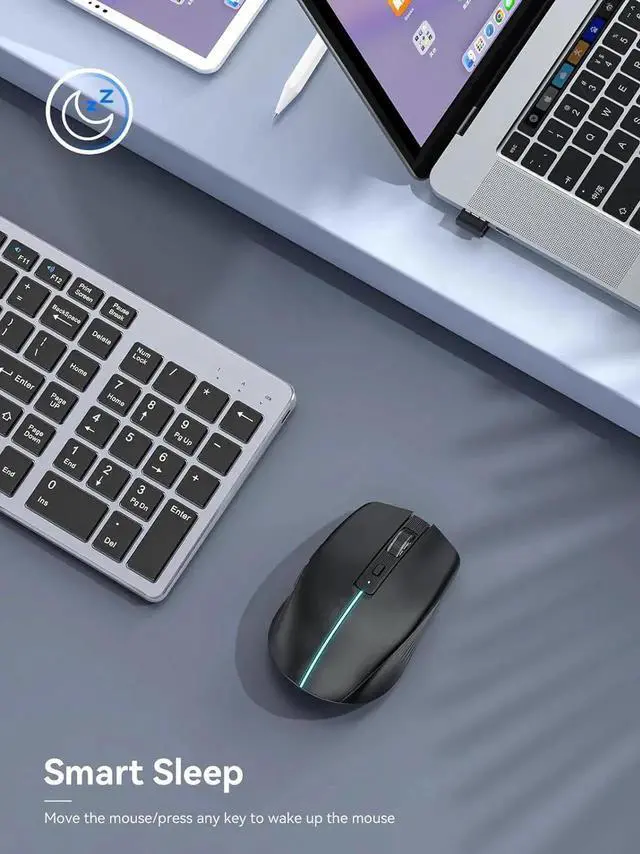 Alt view image 2 of 7 - JAENFONG Bluetooth Wireless Mouse - (BT1/BT2+2.4G) Tri-Mode High Performance Mouse, Rechargeable 2.4G RF Wireless Mouse, Quiet Click, Multi-Device Compatibility for Laptop, Computer, Tablet, PC