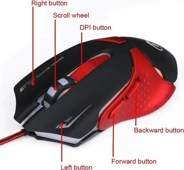 Alt view image 7 of 7 - JAENFONG Gaming Mouse Ergonomic Optical Gamer Mouse Mice, 4-DPI Adjustment Level 3200 DPI, 7colors LED Backlight 6 Buttons USB Wired Mouses for PC Computer