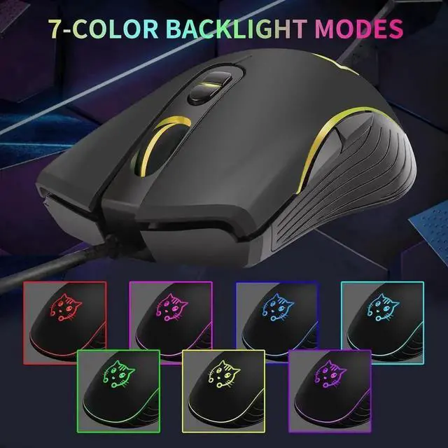 Alt view image 5 of 7 - JAENFONG Wired Gaming Mouse, 7 Colors Backlit Optical Game Mice Ergonomic USB Wired with 2400 DPI and 6 Buttons 4 Adjustable DPI for Computer/Win/Mac/Linux/Andriod/iOS