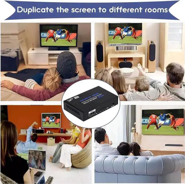 Alt view image 3 of 7 - JAENFONG 1x4 HDMI Splitter, 1 in 4 Out HDMI Splitter Audio Video Distributor Box Support 3D & 4K x 2K Compatible for HDTV, STB, DVD, PS3, Projector Etc