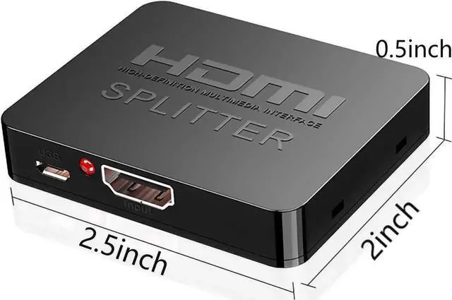 Alt view image 7 of 7 - HDMI Splitter 1 in 2 Out, 4K HDMI Splitter for Dual Monitors Duplicate/Mirror Only, 1x2 HDMI Splitter 1 to 2 Amplifier for Full HD 1080P 3D with HDMI Cable for Xbox PS4 PS3 Blu-Ray Player TV HDTV