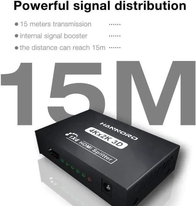 Alt view image 3 of 7 - JAENFONG Hdmi Splitter 1 in 4 Out V1.4b Powered Hdmi Video Splitter with AC Adaptor Duplicate/Mirror Screen Monitor Supports Ultra HD 1080P 2K x4K@30Hz and 3D Resolutions (1 Input to 4 Outputs)