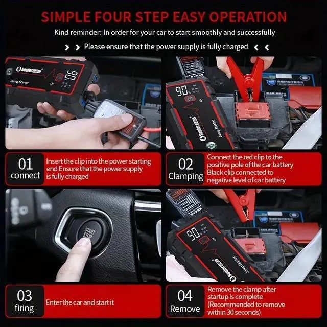 Alt view image 4 of 7 - New Portable Car Jump Starter, 3000A for 2.64gal Gal/2.11gal Diesel, 12V Battery Charger, Portable Jump Box with Dual USB Charger QC3.0 Fast Charging, compact design, suitable for all drivers.