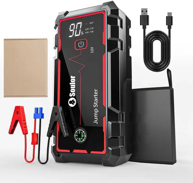 Alt view image 5 of 7 - New Portable Car Jump Starter, 3000A for 2.64gal Gal/2.11gal Diesel, 12V Battery Charger, Portable Jump Box with Dual USB Charger QC3.0 Fast Charging, compact design, suitable for all drivers.