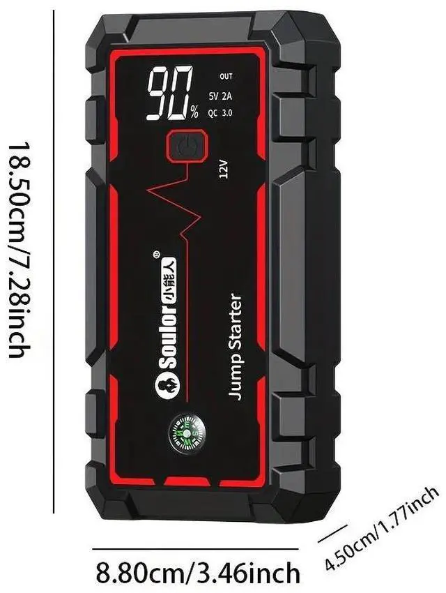 Alt view image 6 of 7 - New Portable Car Jump Starter, 3000A for 2.64gal Gal/2.11gal Diesel, 12V Battery Charger, Portable Jump Box with Dual USB Charger QC3.0 Fast Charging, compact design, suitable for all drivers.