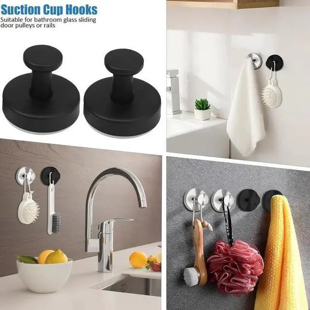 Alt view image 4 of 7 - 2 PCS Suction Cup Hooks for Shower home essentials Removable Shower Towel Hooks Suction Hooks No Drill Hook for Glass Door,christmas gift ideas Windows Tile Robe Bathroom Suction Hook home have must